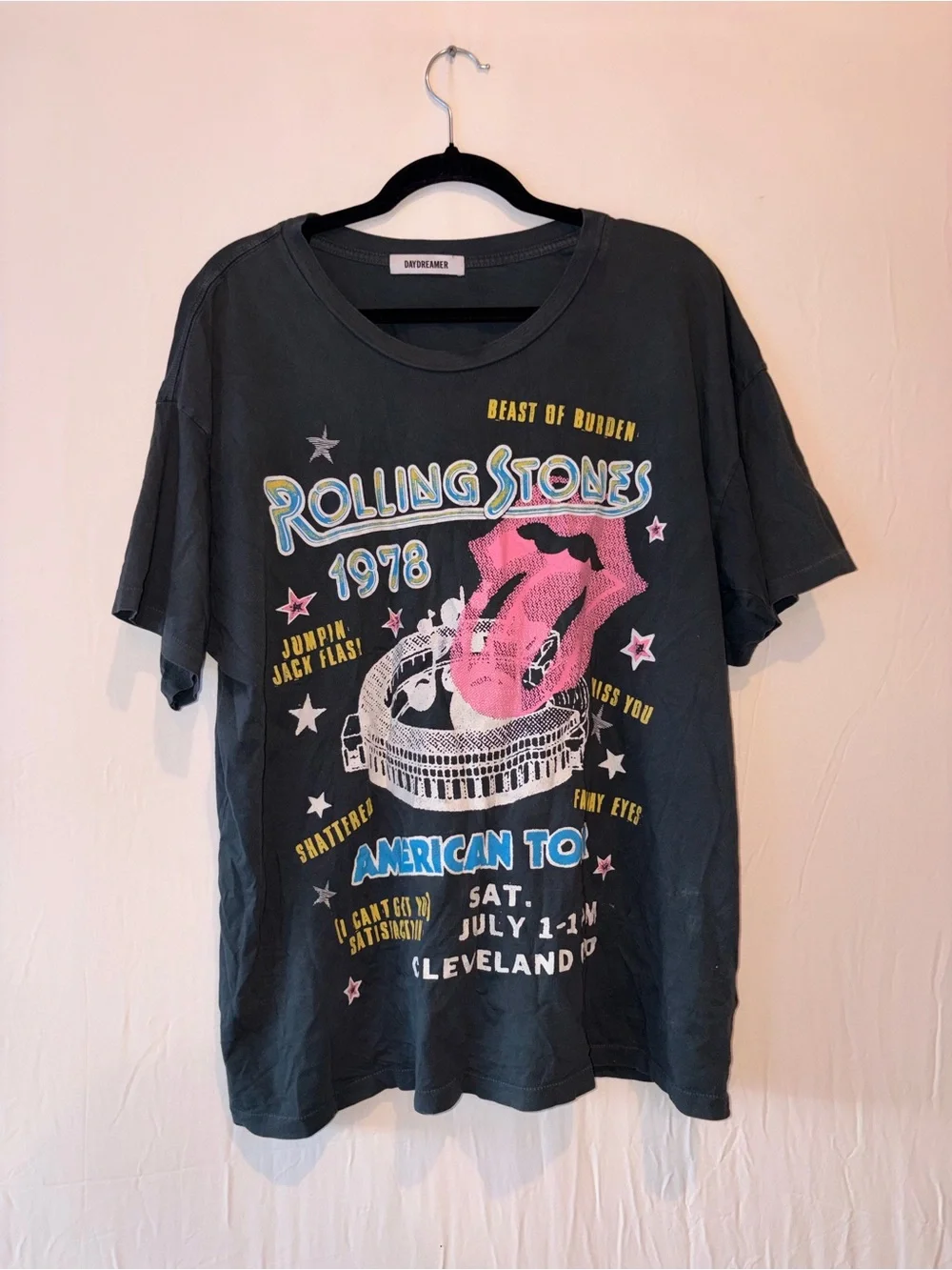 DAYDREAMER Women's Rolling Stones 1978 American Tour Merch Tee Size L In Black - Picture 4 of 8